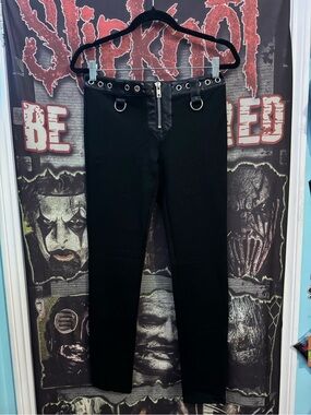 Dolls Kill Widow Black Leggings with Grommet Waist